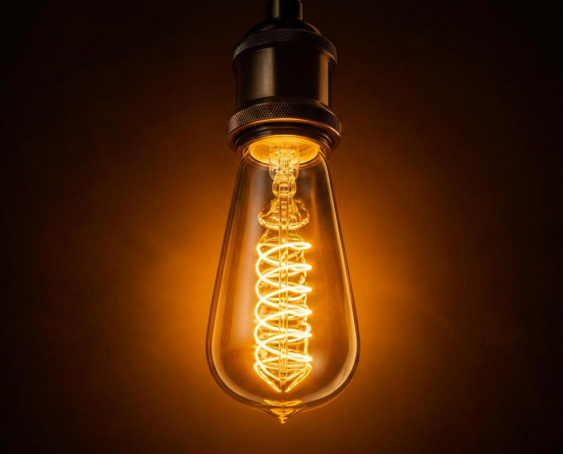Glowing Edison-style filament bulb